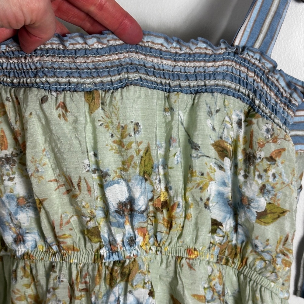 SOLD Floral Cottagecore Prairie Tiered Maxi Dress Size Large Tie Shoulders Boho - Picture 10 of 14